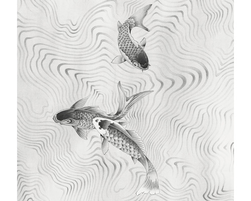 Papier peint panoramique intissé IF2-012 Perfect Pond 2 pces 200 x 250 cm Image de deux koïs avec des lignes d''eau en arrière-plan