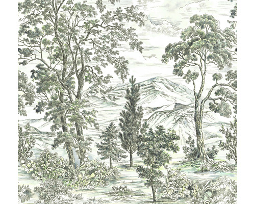Papier peint panoramique intissé IF2-017 Forest Fairy 2 pces 200 x 250 cm Papier peint avec motif de forêt et paysage de montagne