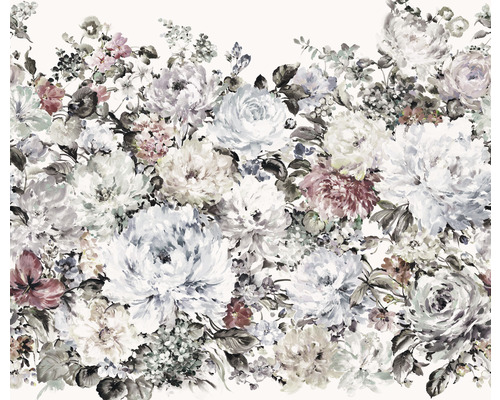 Papier peint panoramique intissé IF3-043 Gentle Grace 3 pces 300 x 250 cm Papier peint floral avec motif de roses et de pivoines