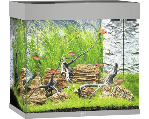 Aquarium Juwel Lido 200 mit LED-Beleuchtung, Pumpe, Filter, Heizer ohne Unterschrank grau
