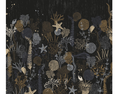 Papier peint panoramique intissé IF5-091 Deep Delight 5 pces 500 x 250 cm Papier peint avec des motifs marins tels que des étoiles de mer, des coraux et des coquillages