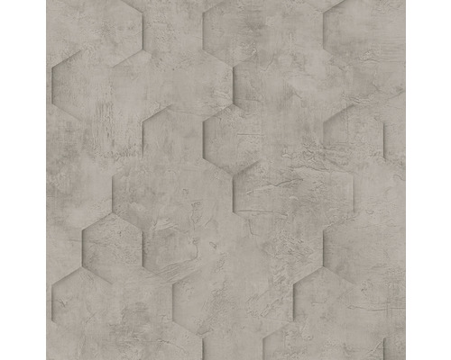 Papier peint aspect béton avec motif hexagonal