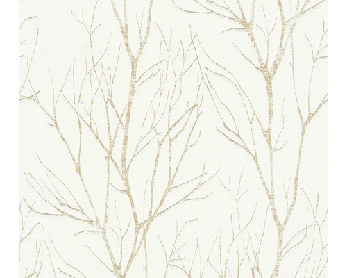 Papier peint intissé 37260-3 Attractive 2 branches beige-or brillant