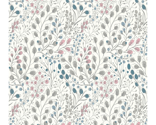 Papier peint intissé 38847-2 Attractive 2 guirlande de fleurs blanc-rose-bleu