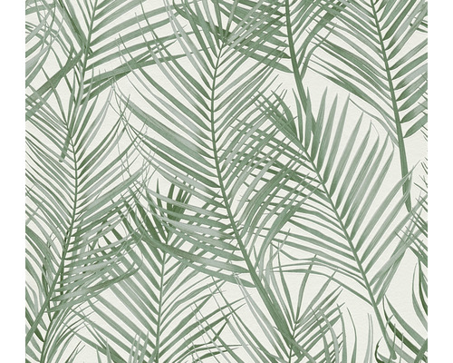 Papier peint intissé 39038-1 Attractive 2 feuilles de palmier vert-blanc
