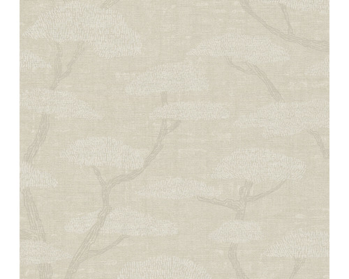 Papier peint intissé 38741-4 Nara arbres bonsaï beige gris blanc Papier peint avec motif d''arbres