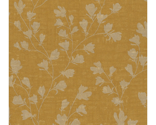 Papier peint intissé 38747-1 Nara rameau de feuilles jaune or Papier peint à motif floral