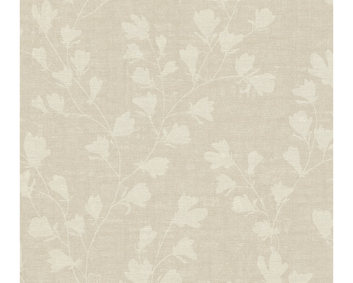 Papier peint intissé 38747-4 Nara rameau de feuilles gris beige