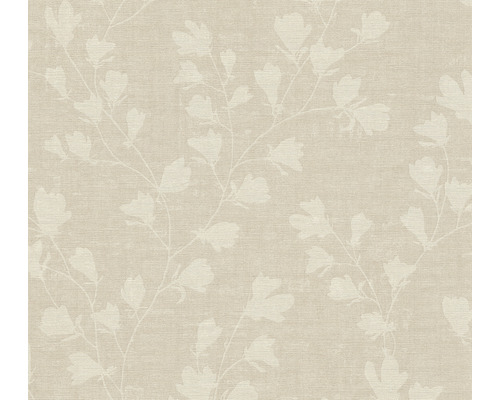 Papier peint intissé 38747-4 Nara rameau de feuilles gris beige Papier peint à fleurs avec motif de plantes