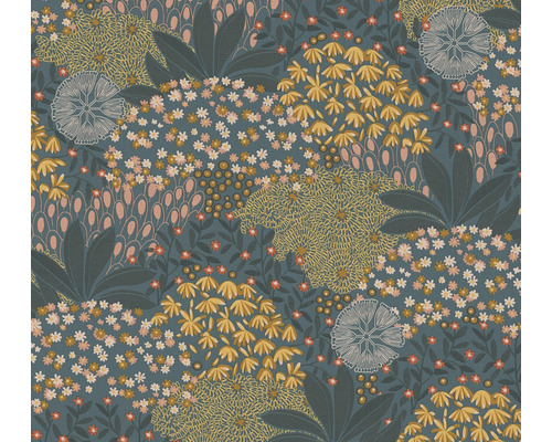 Papier peint intissé 38740-4 Nara fleurs jaune turquoise