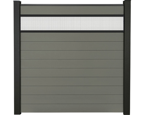 Élément principal GroJa Flex construction modulaire avec élément design 30 grille aluminium sans poteaux 180 x 180 cm gris