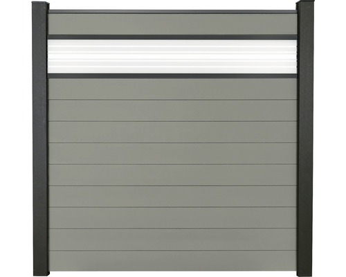 Élément principal GroJa Flex système d'enfichage sans poteaux avec élément design insert en verre de 30 cm 180 x 180 cm gris