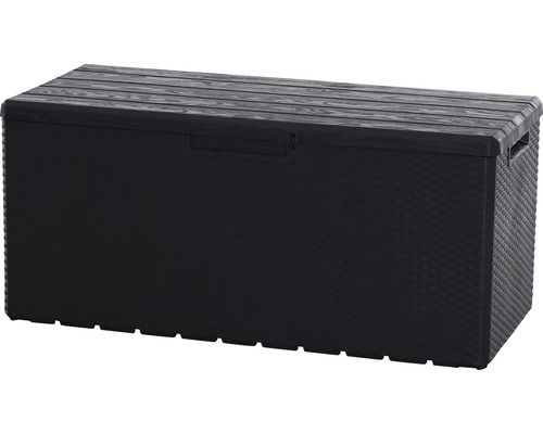 Coffre de rangement pour cousins boîte de rangement 55 x 124 x 56 cm métal gris Coffre de jardin noir aspect bois pour ranger les ustensiles de jardin