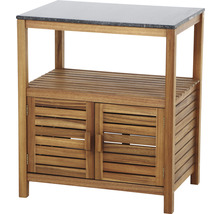 Armoire de jardin en bois avec surface de rangement en pierre