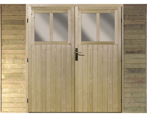 Double porte en bois avec vitrage