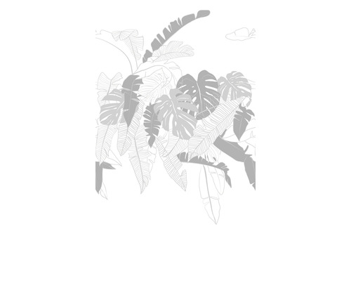 Papier peint panoramique intissé 38910-1 House of Turnowsky feuilles de palmier blanc gris 3 pces159 x 280 cm
