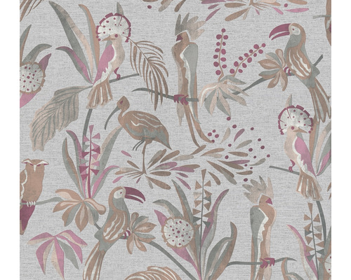 Papier peint intissé 38898-1 House of Turnowsky toucan jungle gris rouge