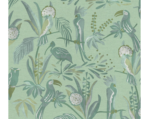 Papier peint intissé 38898-2 House of Turnowsky toucan jungle vert Papier peint avec motif de plantes et d''oiseaux