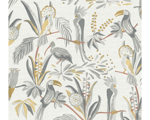 Papier peint intissé 38898-4 House of Turnowsky toucan jungle gris jaune