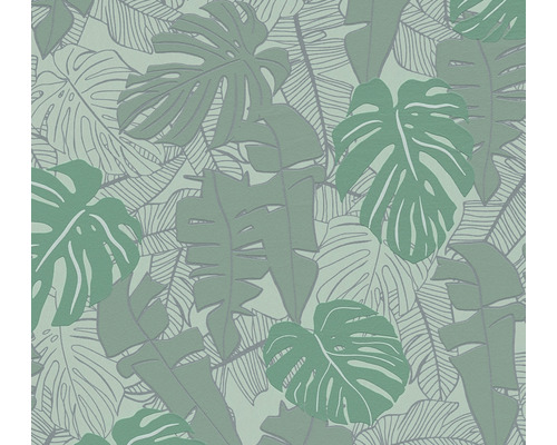 Papier peint intissé 38905-5 House of Turnowsky feuilles de palmier vert argent