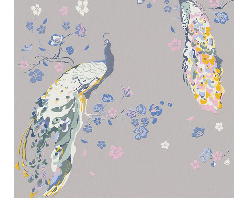Papier peint intissé 38906-5 House of Turnowsky paon fleurs gris bleu Papier peint intissé 38906-5 House of Turnowsky paon fleurs gris bleu