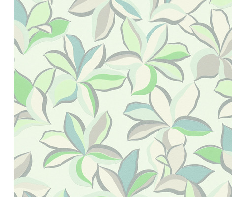 Papier peint intissé 38908-3 House of Turnowsky fleurs rétro vert blanc