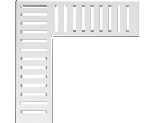 Grille d'angle Alcadrain pour caniveau de drainage de façades et de terrasses MW 4/38 acier inoxydable 249x75x20 mm