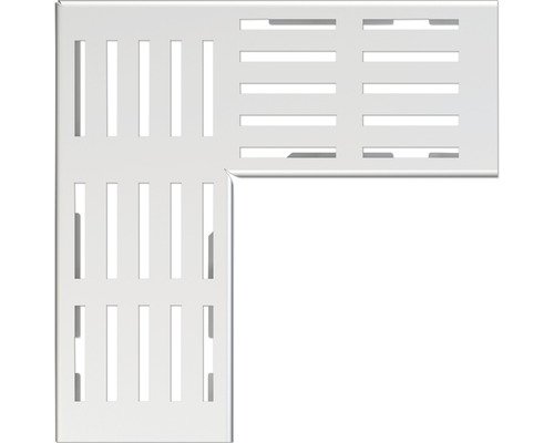 Grille d'angle Alcadrain pour caniveau de drainage de façades et de terrasses épaisseur du mur 54/6 acier inoxydable 249 x 100 x 20 mm