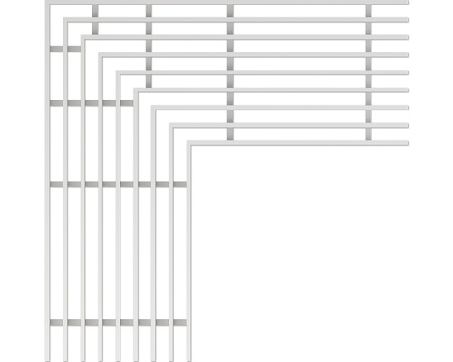 Grille d'angle Alcadrain pour caniveau de drainage de façades et de terrasses épaisseur du mur 20/9,5 acier inoxydable 249 x 100 x 20 mm