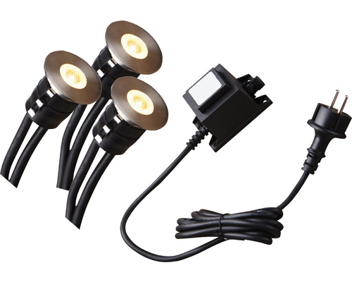 Teichbeleuchtung Heissner SMART LIGHTS Starter-Set Decklights, LED-Leuchte, 3 Spots, warmweiss 3 x 1 Watt ∅ 4,5 x 4,7 mm Gartenbeleuchtung, Poolbeleuchtung