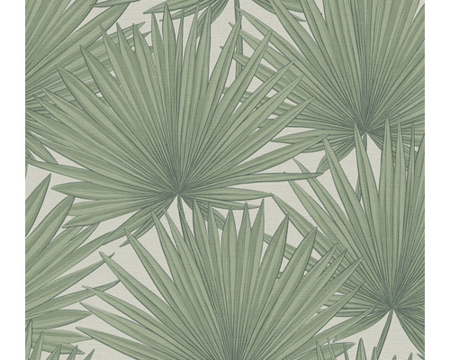 Vliestapete 39090-1 Antigua Palmenblätter grün-weiss