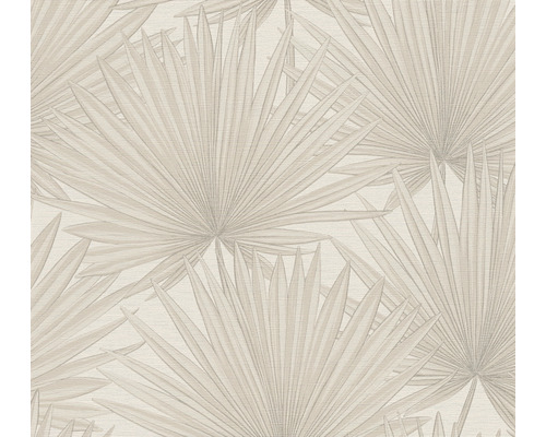 Papier peint intissé 39090-2 Antigua feuilles de palmier gris blanc