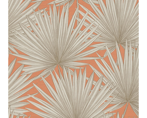 Vliestapete 39090-3 Antigua Palmenblätter orange-beige