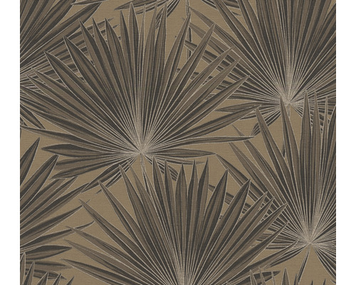 Papier peint intissé 39090-4 Antigua feuilles de palmier marron noir