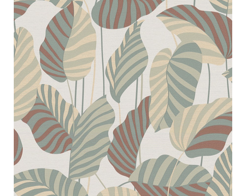 Papier peint intissé 39094-1 Antigua feuilles blanc vert Papier peint avec motif de feuilles pour murs