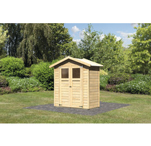Gartenschuppen aus Holz mit Doppeltür und Fenster im Garten