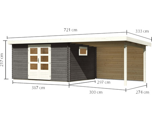 Dimensions de la cabane de jardin avec auvent