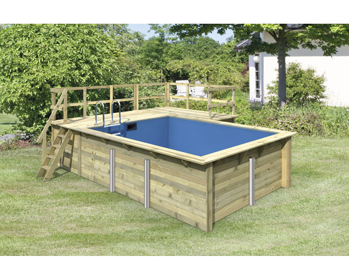 Piscine hors sol en bois avec échelle et escalier