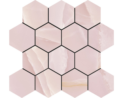 Feinsteinzeugmosaik Hexa Lima rose pulido 29x27x0,9 cm