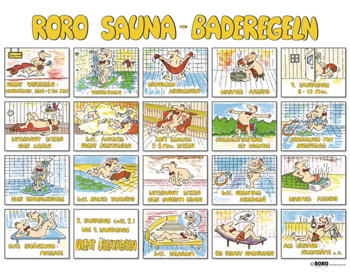 Tableau d'instructions de bain pour sauna Roro pour hommes