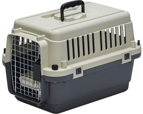 Cage de transport pour animaux de compagnie en plastique avec porte grillagée en métal