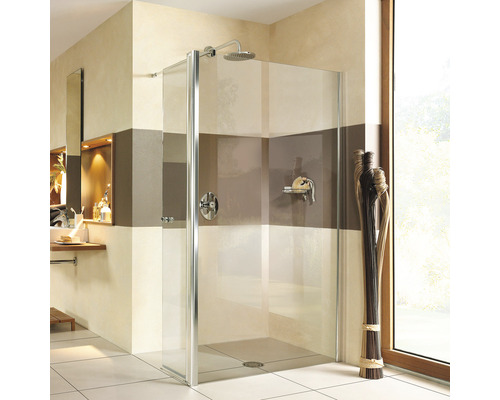 Douche à l'italienne Entra 90 x 90 cm profilé couleur argent verre transparent