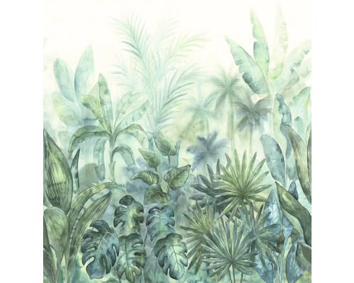 Papier peint panoramique intissé 39230-1 feuilles aquarelle vert 265 x 280 cm