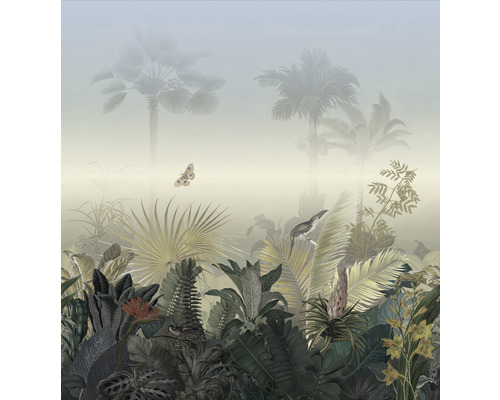 Papier peint panoramique intissé 39270-1 jungle et animaux vert bleu 265 x 280 cm
