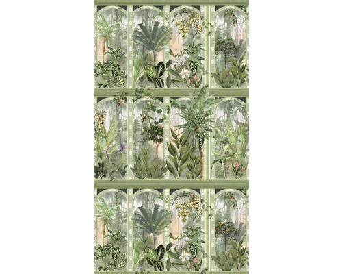 Papier peint panoramique intissé 39315-1 The Wall II jungle fenêtre vert 3 pces 159 x 280 cm