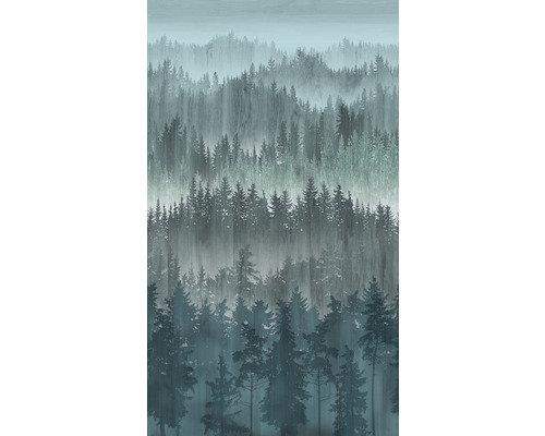 Papier peint panoramique intissé 39181-3 The Wall II aquarelle forêt pétrole 159 x 280 cm