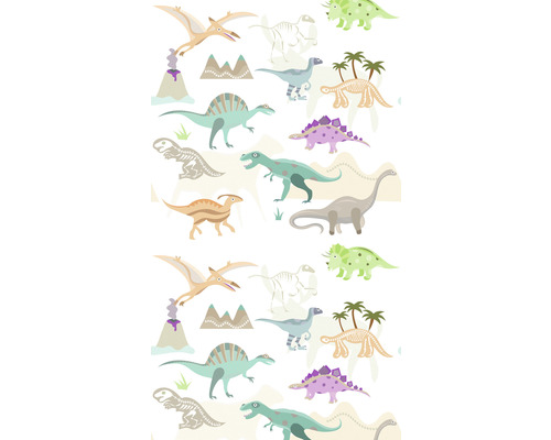 Papier peint panoramique intissé 39194-1 The Wall II enfants dinosaures blanc vert 3 pces 159 x 280 cm