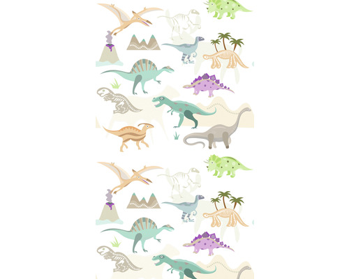 Fototapete Vlies 39194-1 The Wall II Kinder Dinosaurier Weiss Grün 3-tlg. 159 x 280 cm