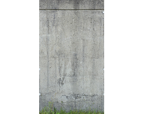 Papier peint panoramique intissé 39255-1 The Wall II mur extérieur en béton herbe gris 3 pces 159 x 280 cm