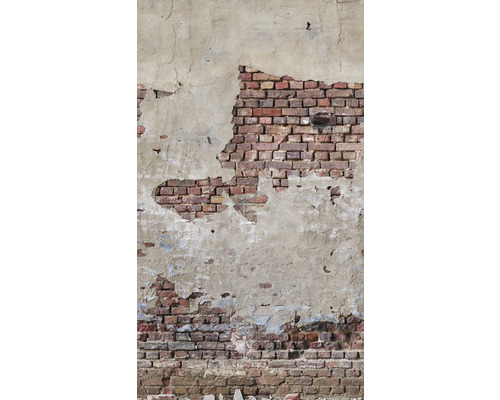 Fototapete Vlies 39256-1 The Wall II Maueroptik Ziegel und Putz Grau 3-tlg. 159 x 280 cm